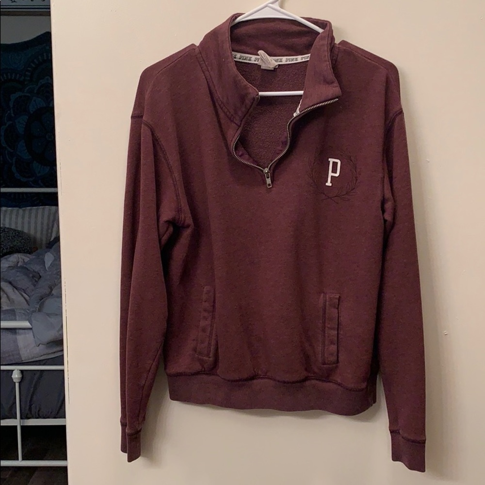 PINK Victoria Secret Maroon Quarter Zip Sweatshirt